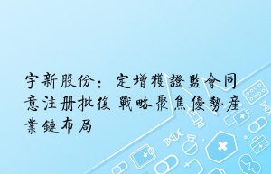 宇新股份：定增获证监会同意注册批复 战略聚焦优势产业链布局