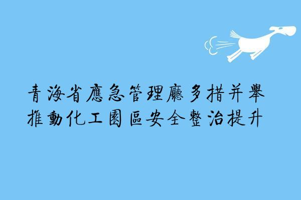 青海省应急管理厅多措并举推动化工园区安全整治提升